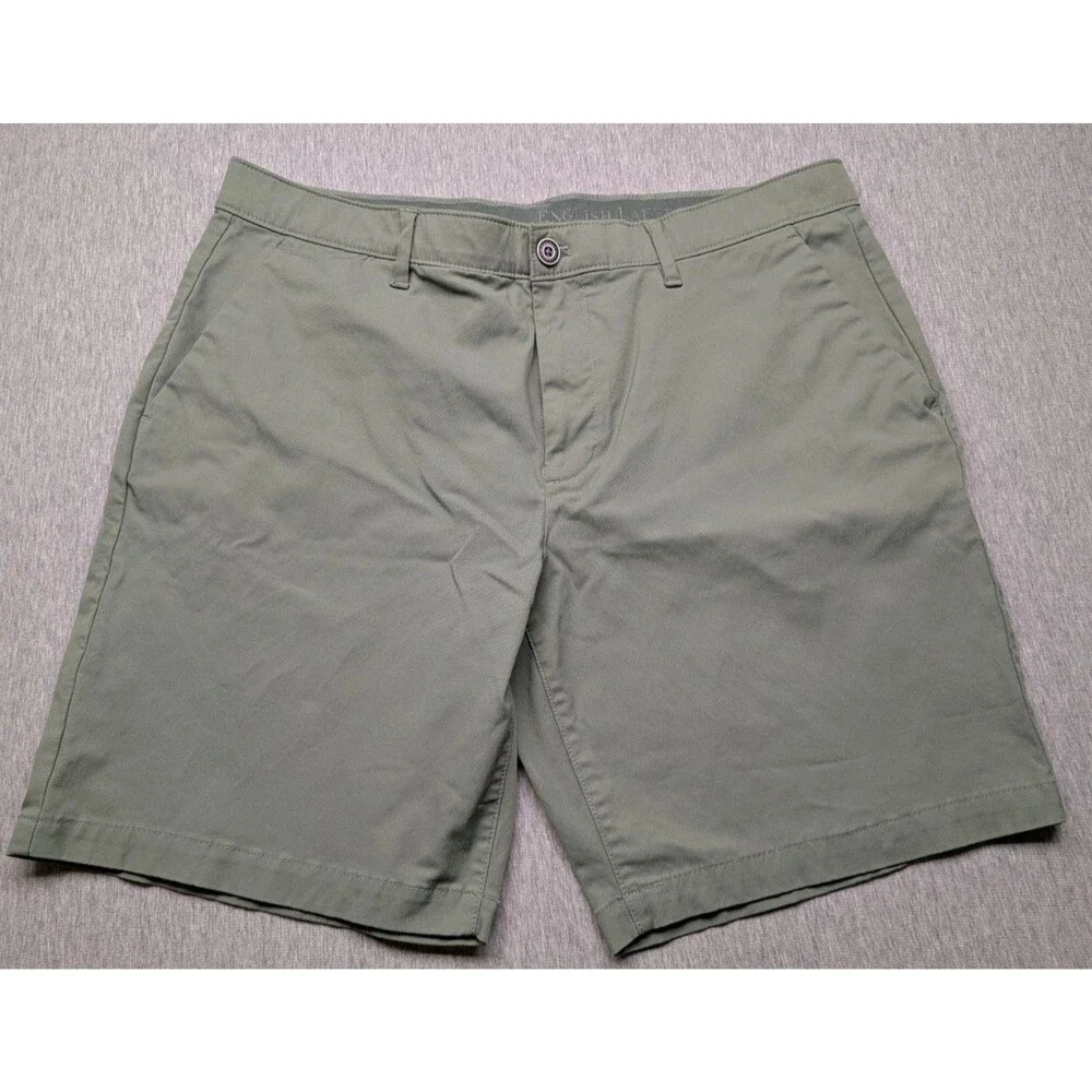 English Laundry Mens Chino Shorts Olive Green Stretch Flat Front Size 36